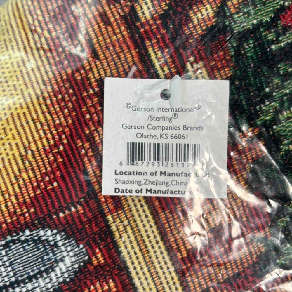 Gerson Santa Claus Tapestry Christmas Holiday Throw Pillow New 18x18 Bag Toys